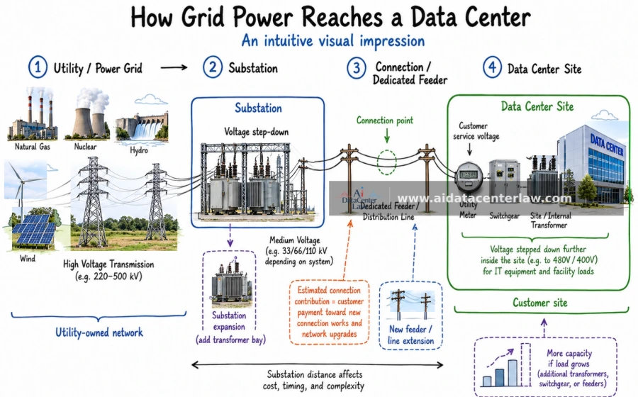 How grid power reaches the site